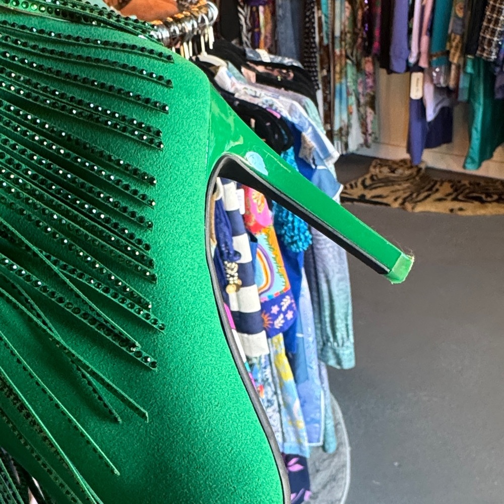 INC Emerald Rhinestone Fringe Stiletto Knee-High Boots - NWB! - Picture 6 of 8